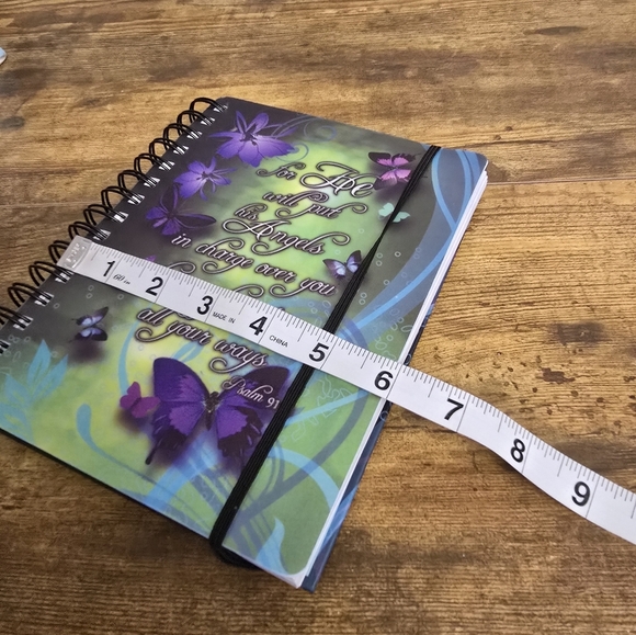3/$15 Never Used Purple Butterfly Spiral Notebook Psalm 91:11 - Picture 7 of 8